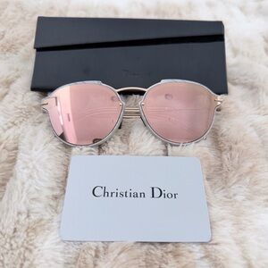 DIOR Eclat 0GBZ Sunglasses White Marble Rose Mirror Women’s